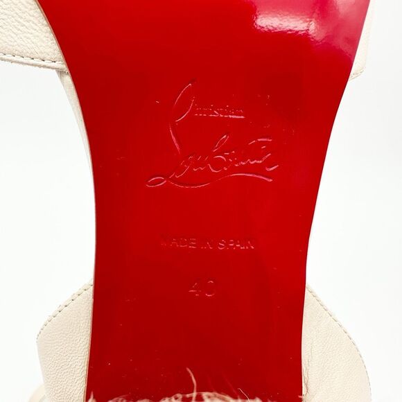 CHRISTIAN LOUBOUTIN Mariza Espadrille Block Heels Size 40 US 9.5 Beige Nude - Picture 11 of 13